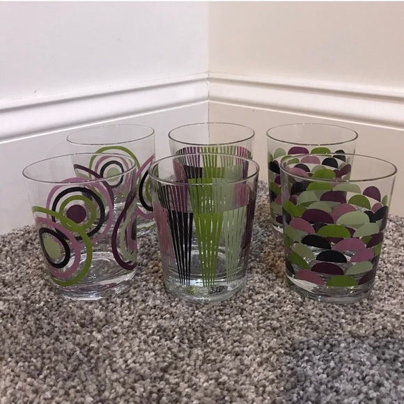 IKEA Other - IKEA Retro Purple & Green Patterned Juice Glasses